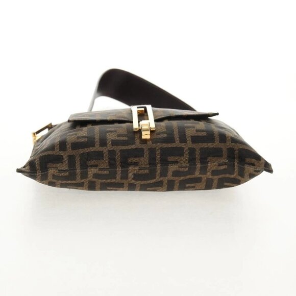 FENDI Zucca Canvas Mamma Baguette Shoulder Bag Black Brown gold Auth 145885V - Picture 7 of 16